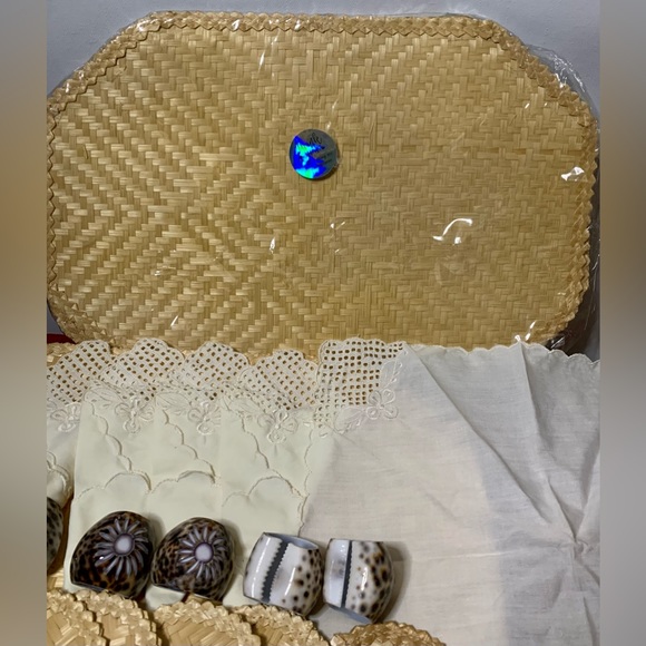 ♥️Juego de tapetes para mesa de 5,Echo a mano de palma natural y caracoles♥️#CAM - Picture 5 of 14